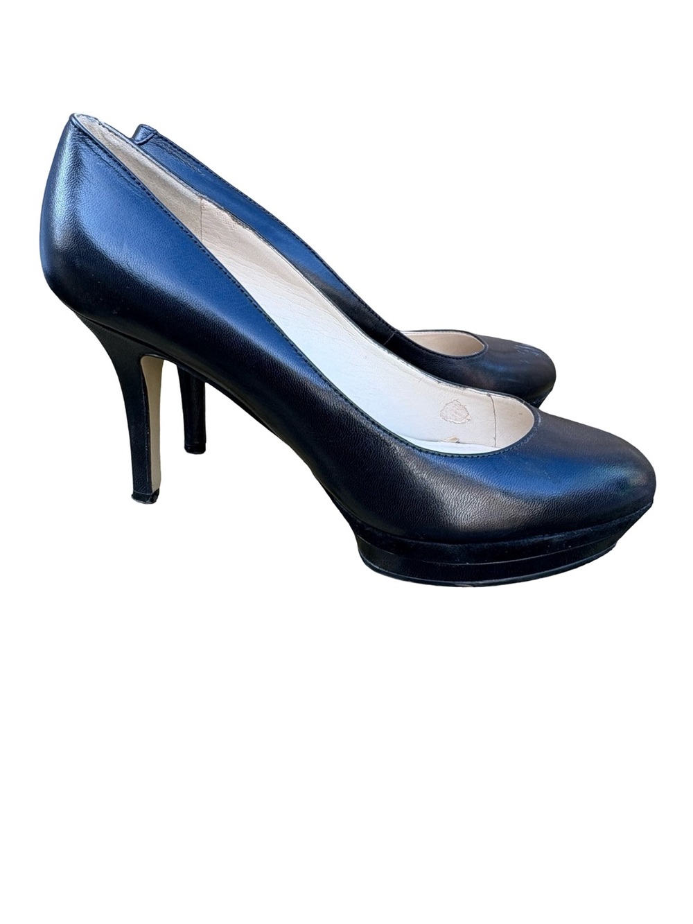 Nine West Black Leather Platform Pump Heels